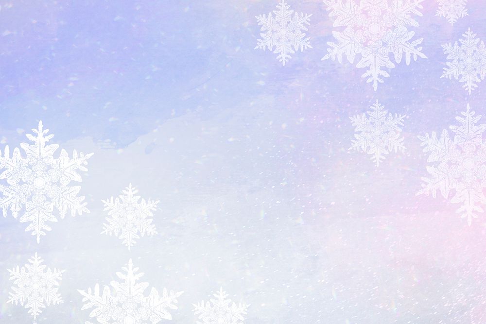 Snowflakes on purple winter border background