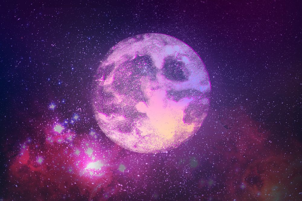 Realistic super moon on sky background