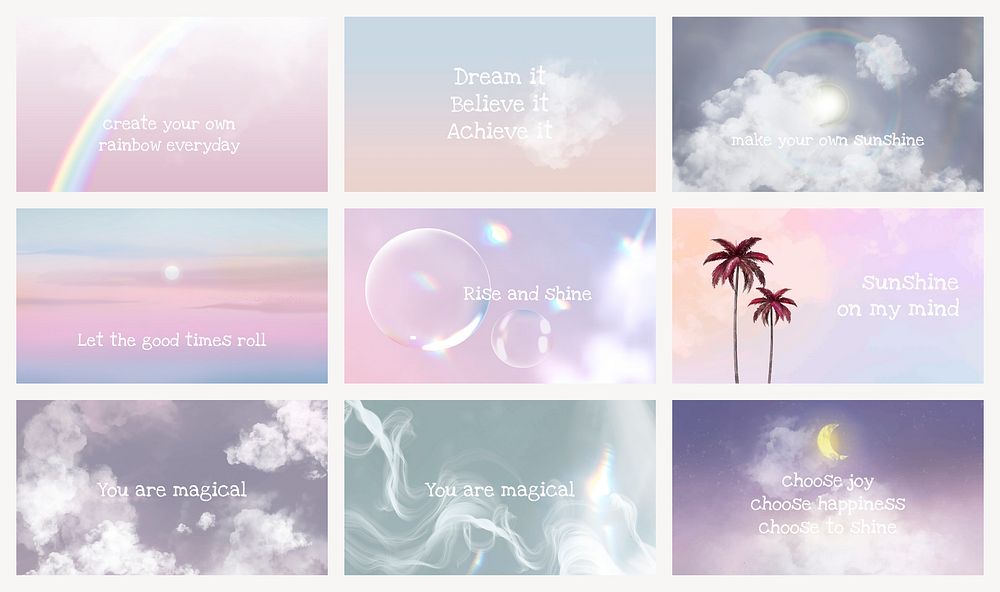 Dreamy quote editable template vector set