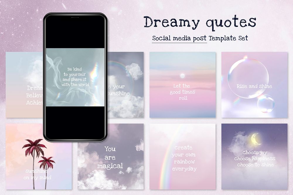 Dreamy quote editable template psd set
