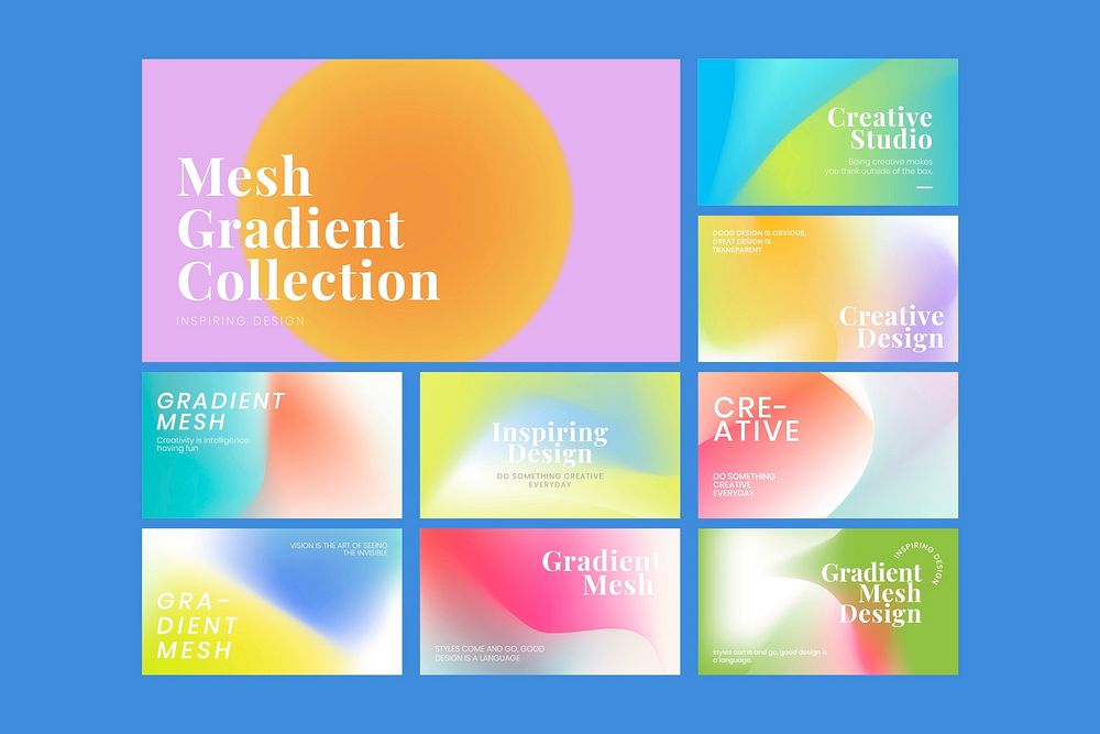 Mesh gradient template collection psd for blog banner