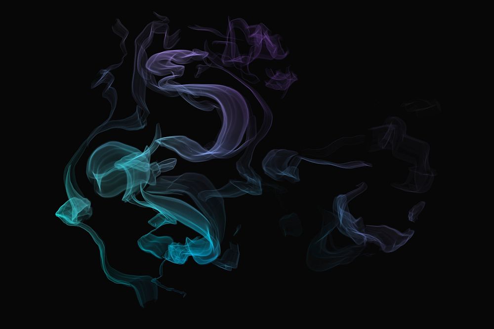 Blue smoke element psd in black background