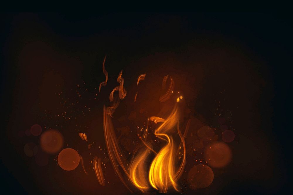 Fire flame element vector in black background