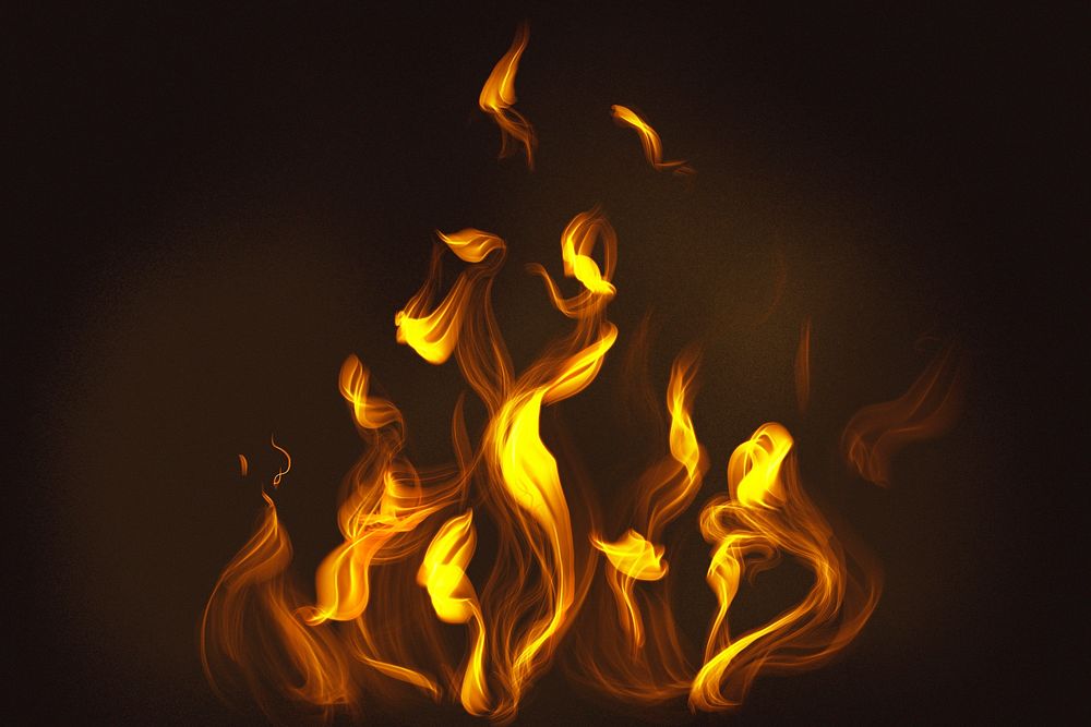 Fire flame element psd in black background