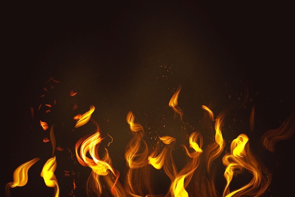 Fire flame element psd in black background