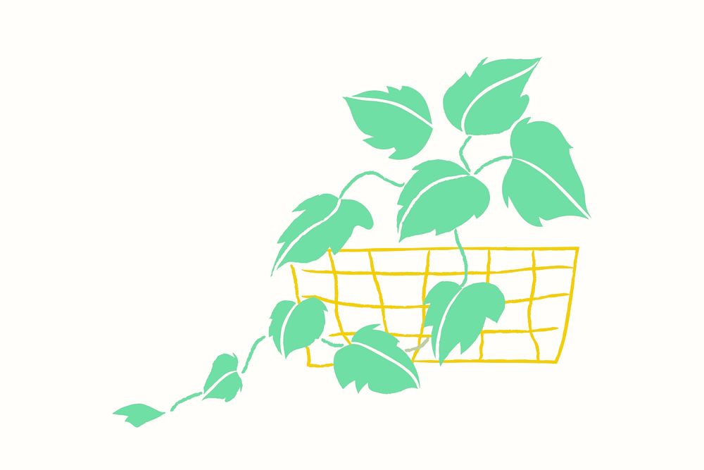 Potted houseplant psd simple doodle style