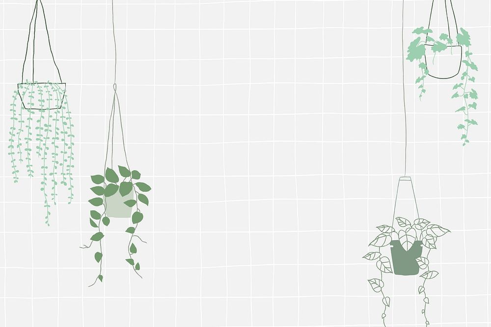 Simple houseplant doodle border background