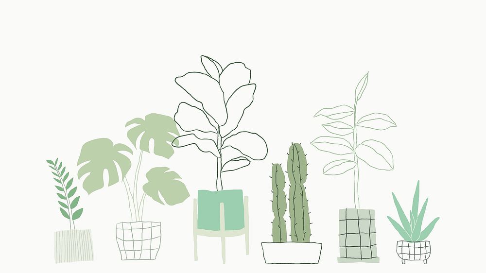 Simple green houseplant vector doodle