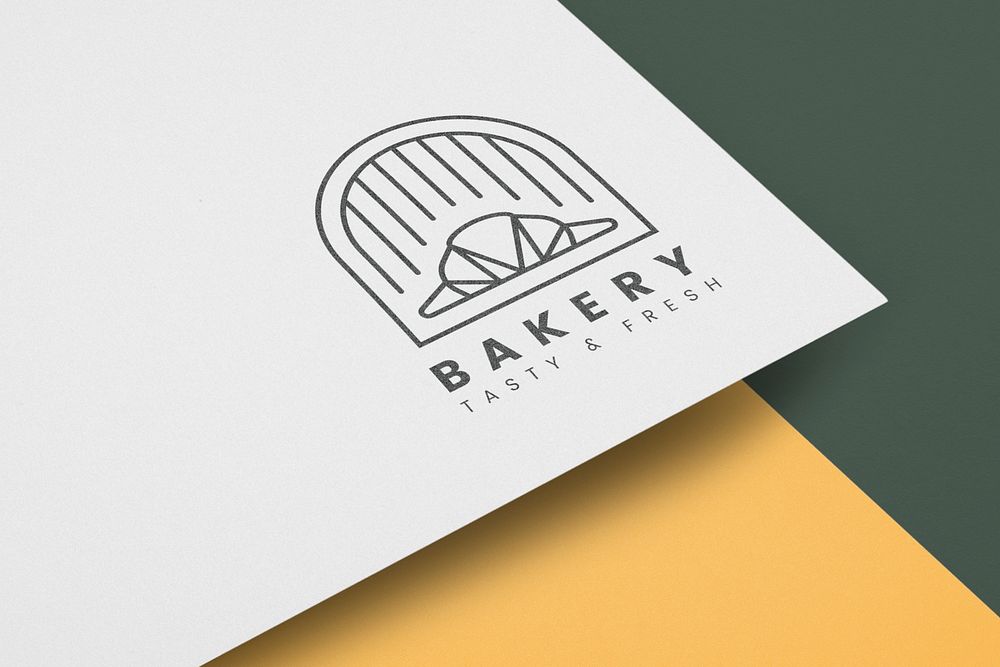 Bakery business logo mockup, food industry branding psd