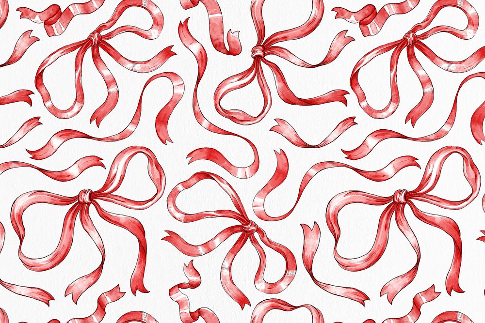 Festive Christmas ribbon psd pattern on white background