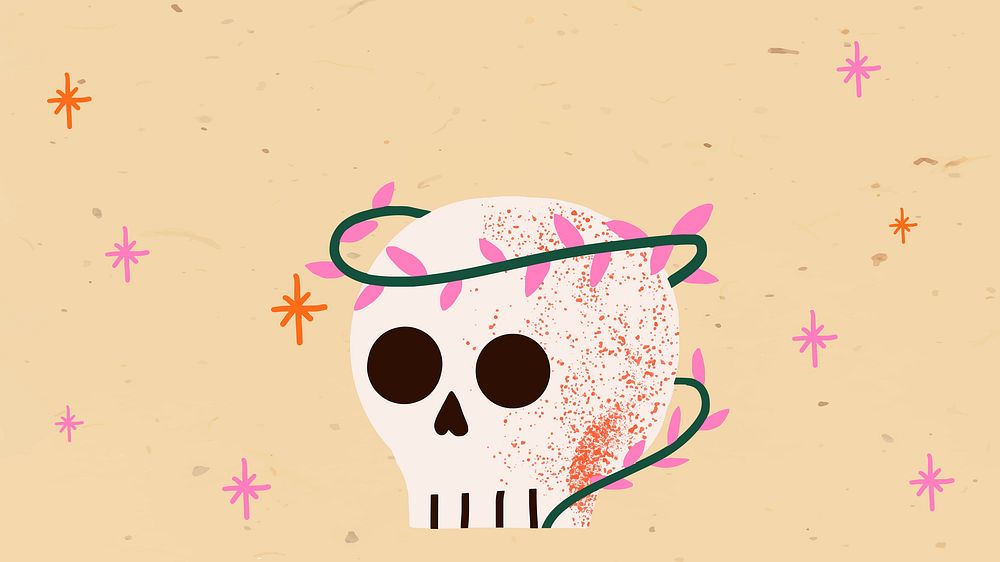 Halloween background wallpaper vector, in beige spooky skull border