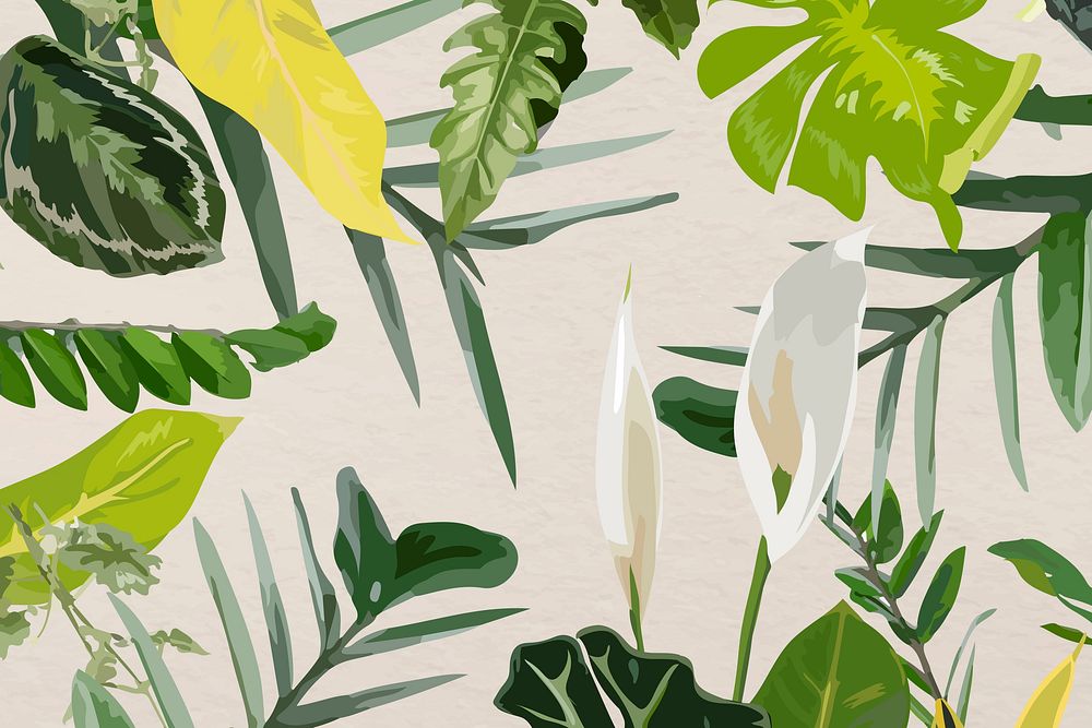 Leaf pattern background tropical vector art, nature design