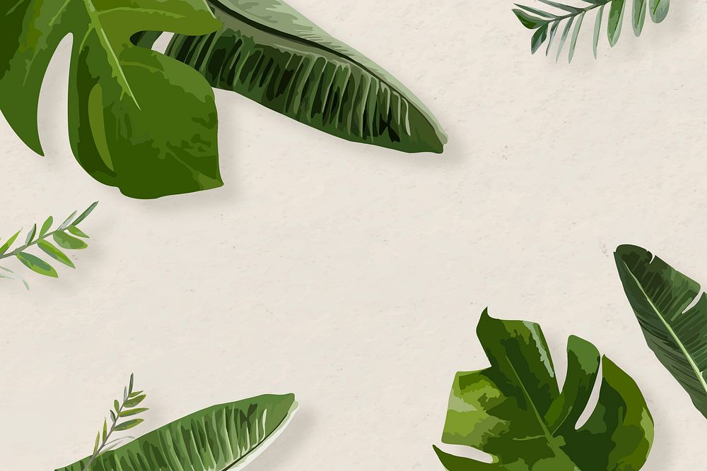 Green leaf frame vector exotic border, banana leaf