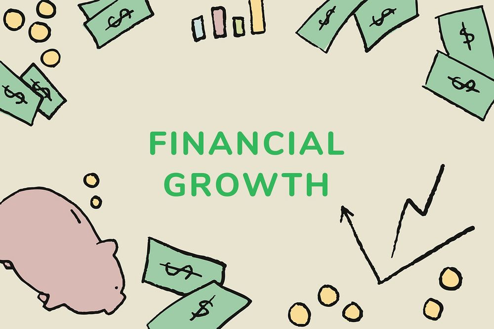 Finance template psd with financial growth text