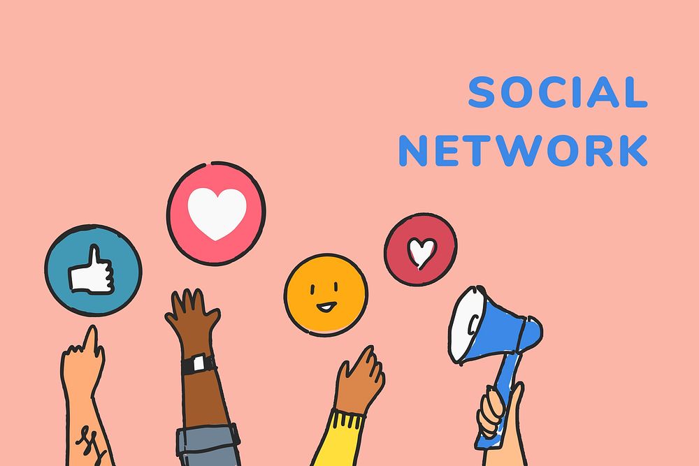 Social network template vector with reactions