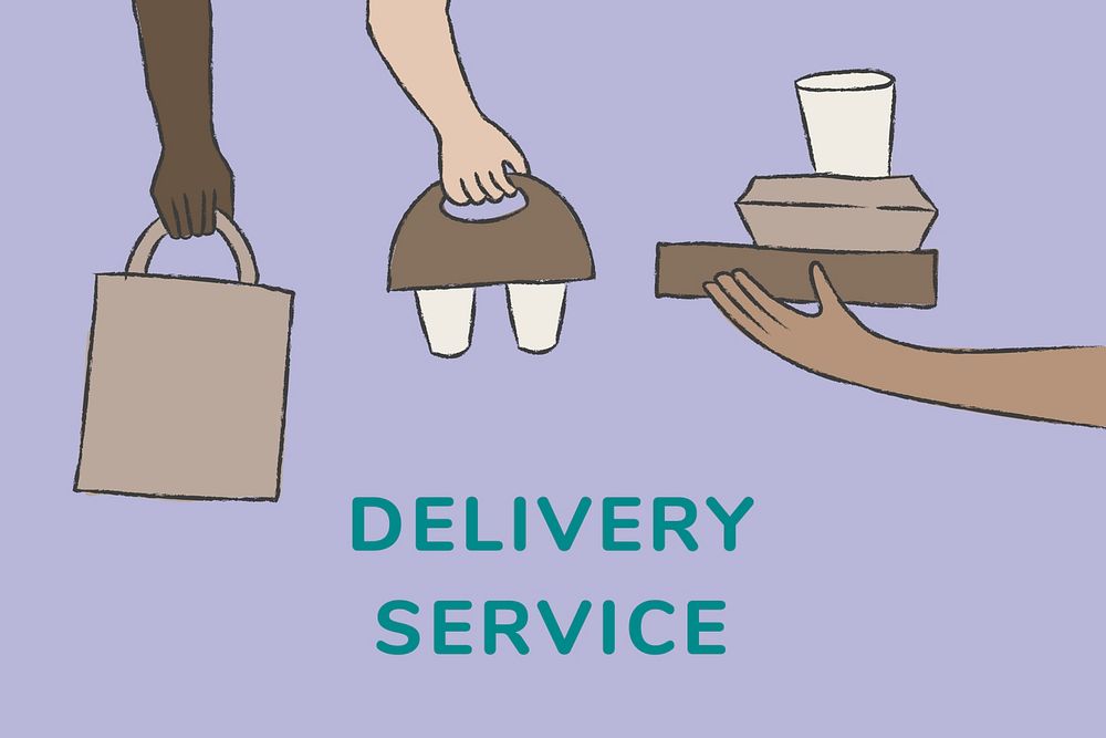Delivery service template psd in doodle style