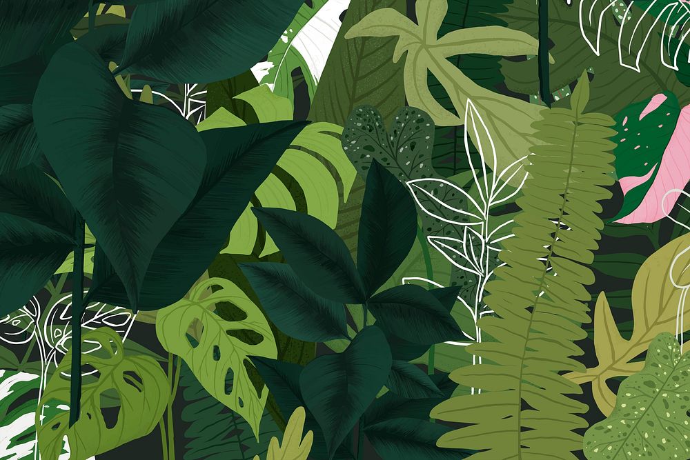 Tropical background psd botanical illustration