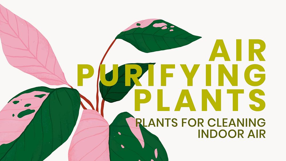 Blog banner template vector botanical background with air purifying plants text
