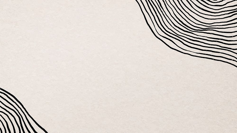 Abstract desktop wallpaper, black wavy line on beige background