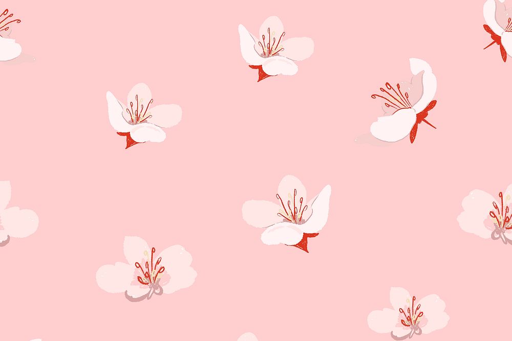 Pink sakura floral pattern vector  background