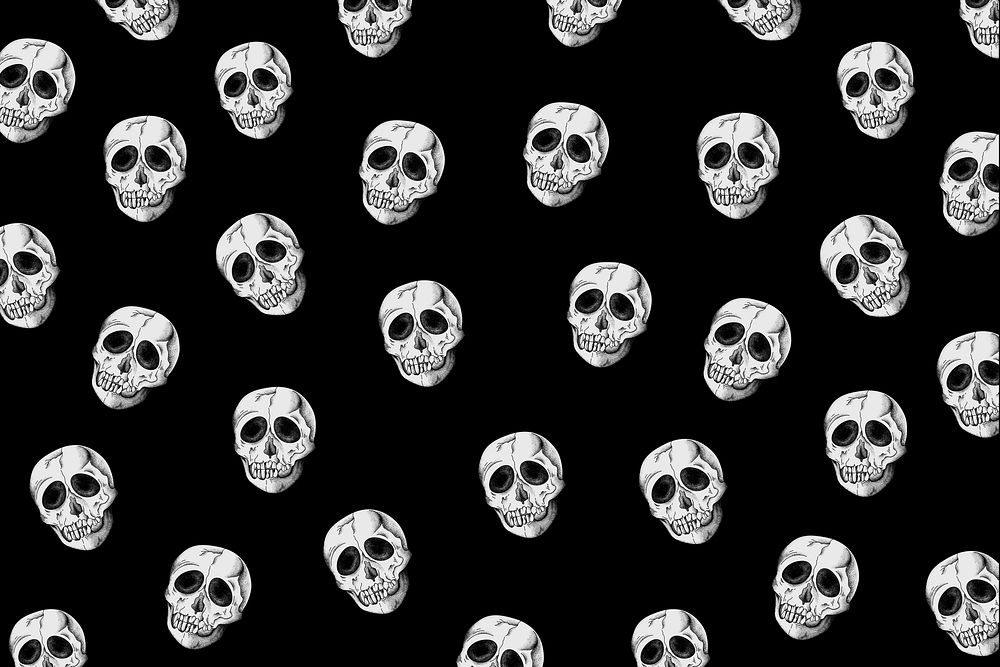 Vintage skull pattern black background vector