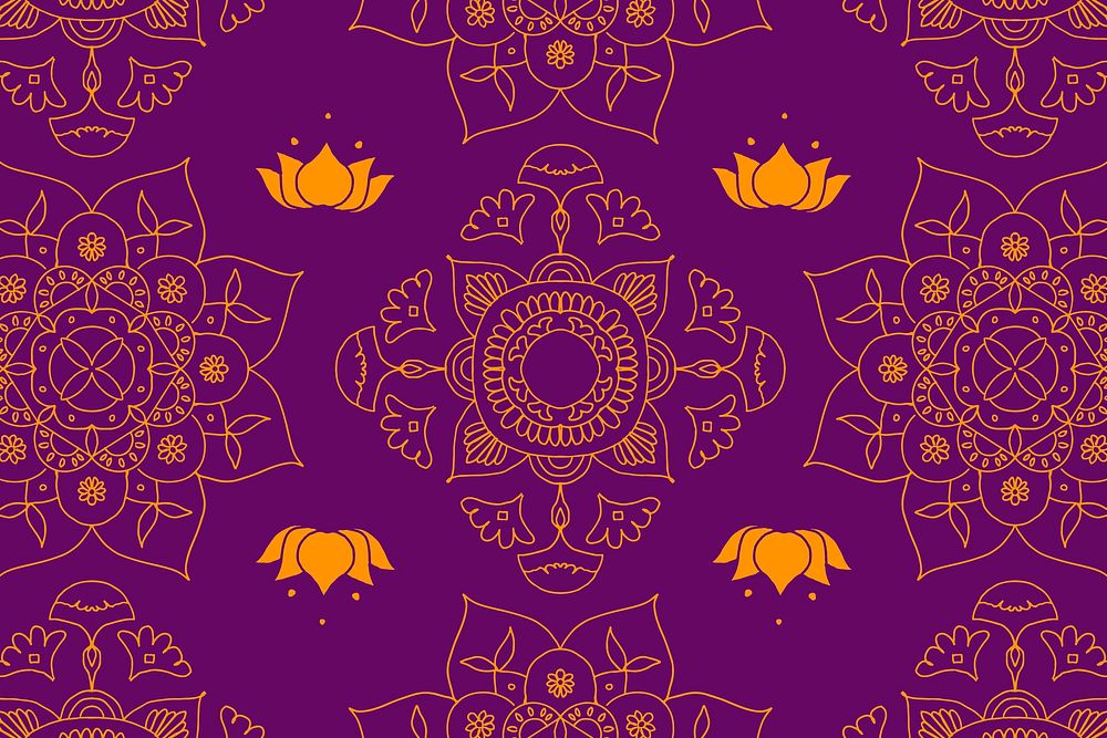 Diwali Indian vector mandala purple background