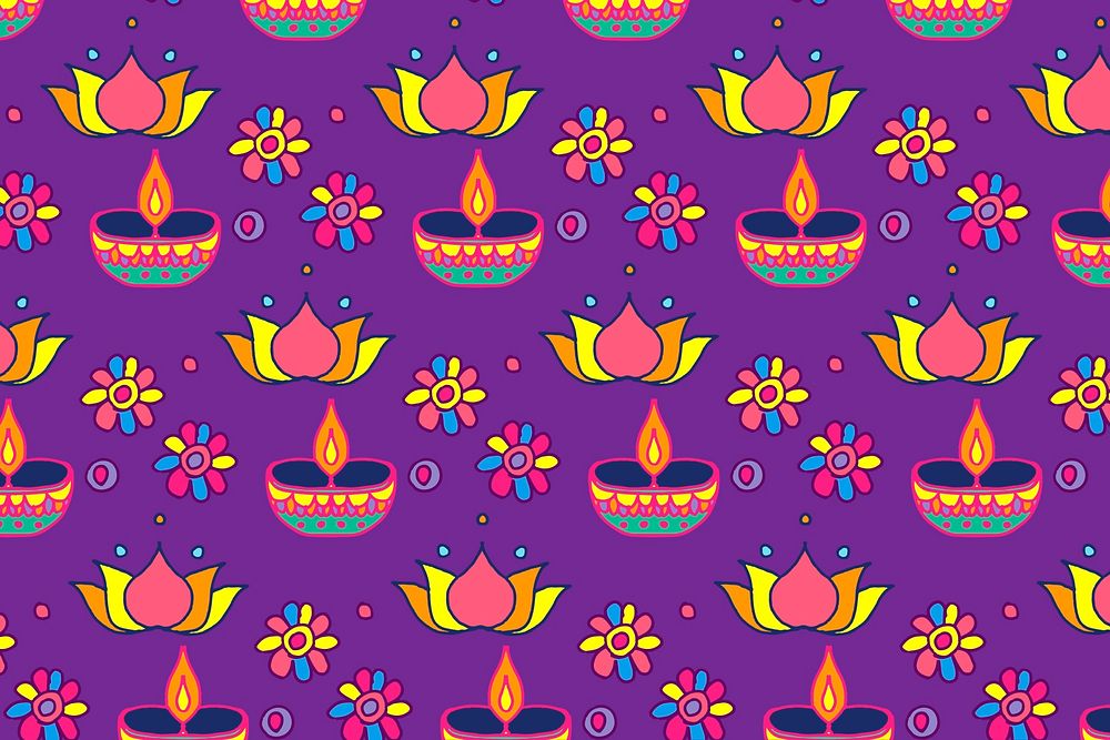 Diwali candle festival psd pattern background
