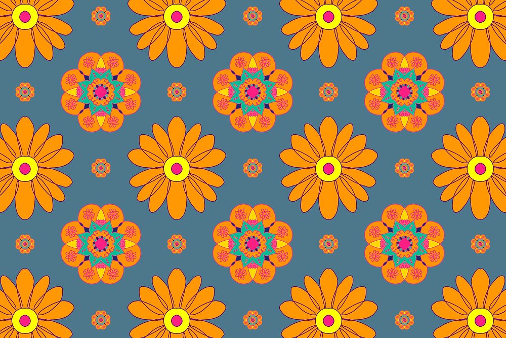 Marigold flower pattern vector Diwali festival background