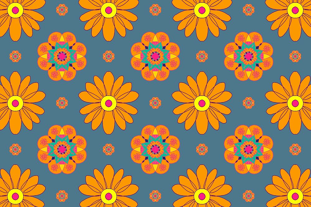 Marigold flower vector pattern Diwali festival background