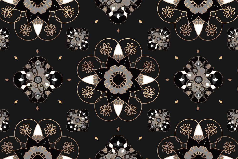 Mandala black Indian pattern psd floral background