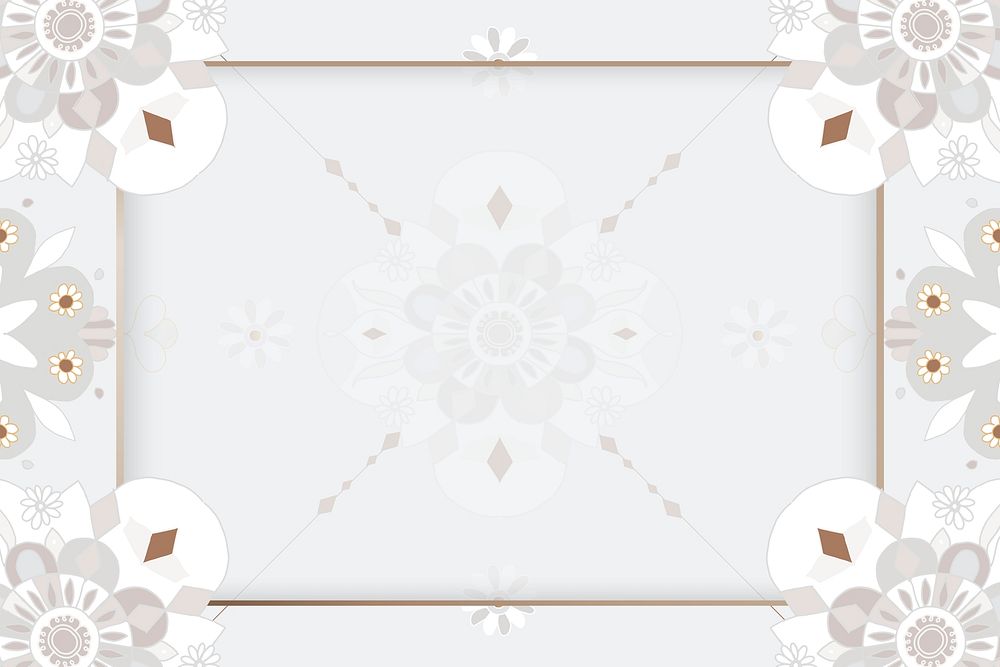 Indian Mandala pattern frame psd gray floral background