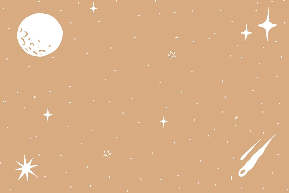 Galaxy silver moon vector on brown background