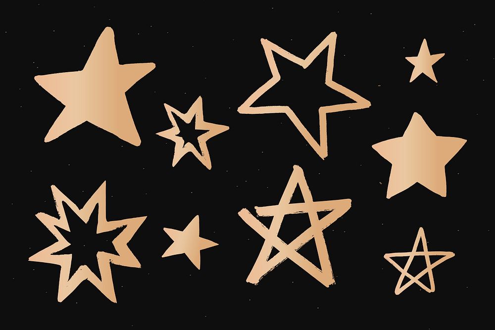 Cute sparkly stars gold psd galaxy doodle illustration sticker