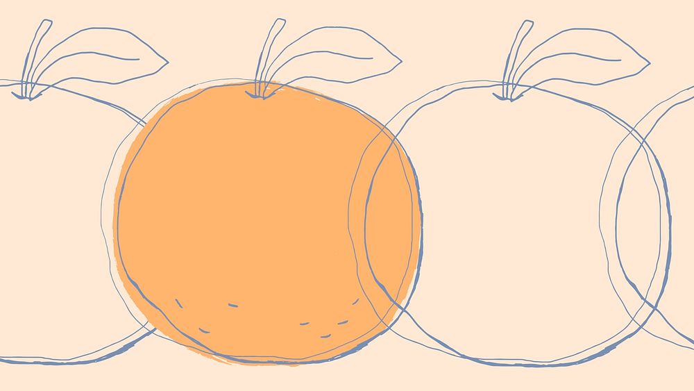 Cute orange fruit drawing copy space