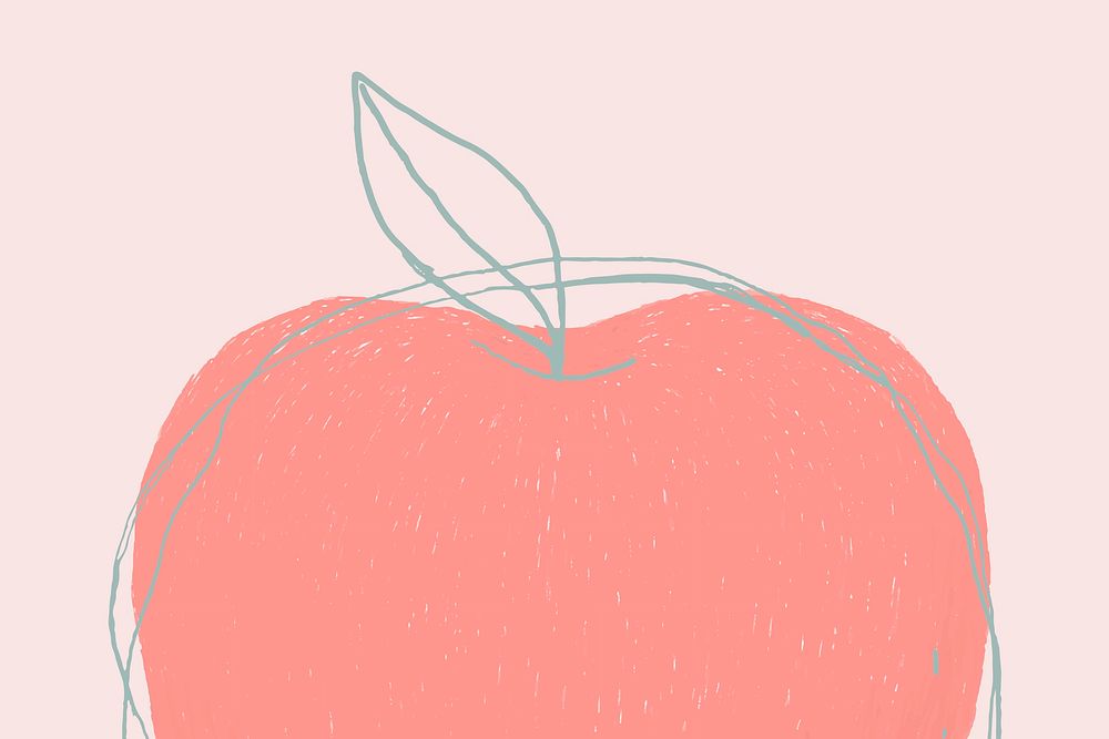 Fruit doodle pink apple psd copy space