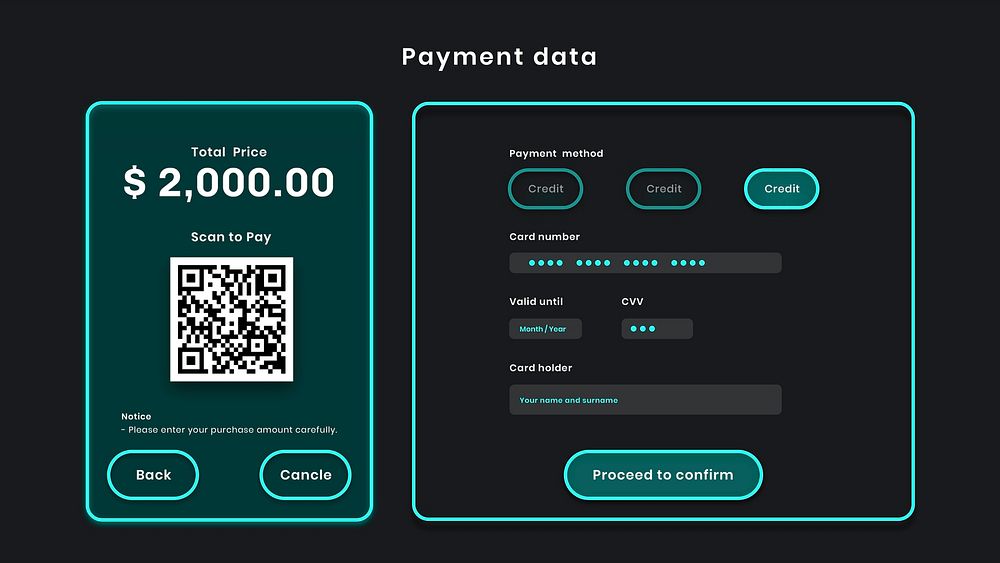 QR code scan payment application illustration