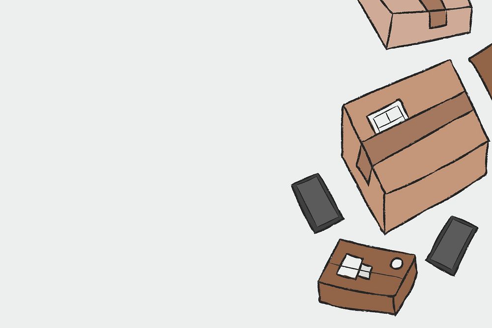 Parcel delivery doodle vector online shopping background