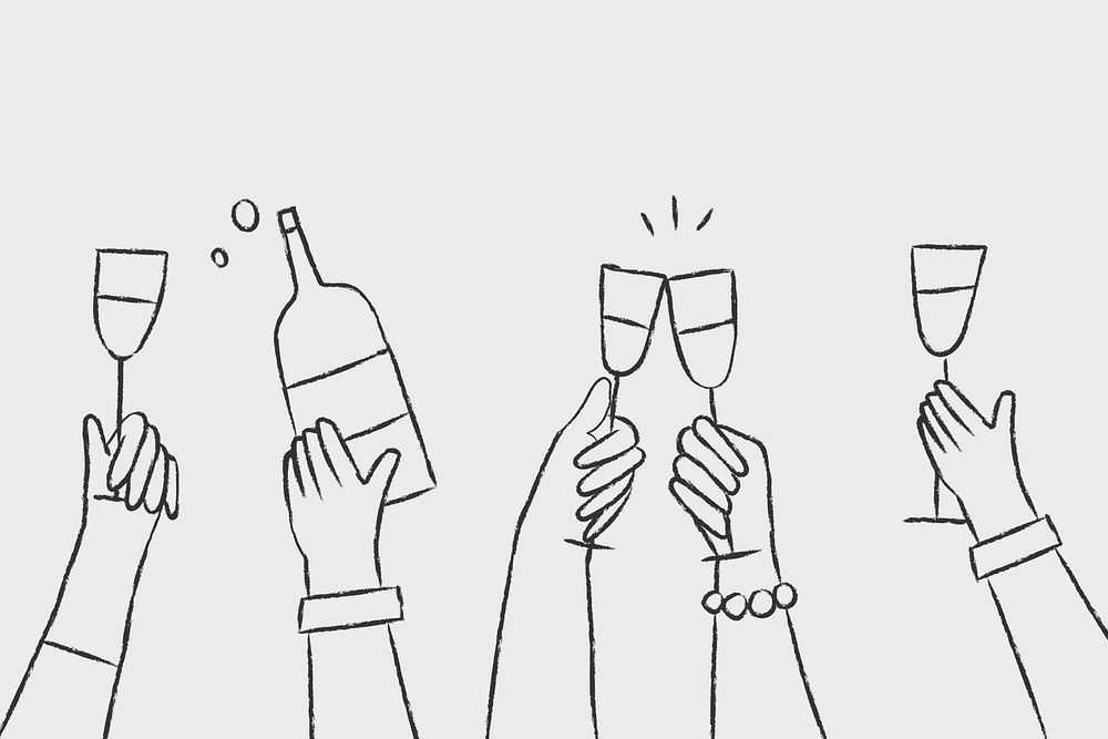 Party doodle psd hands holding drinks