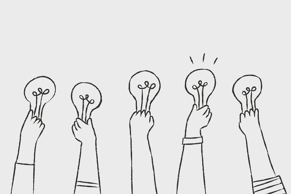 Creative ideas psd, light bulb doodle