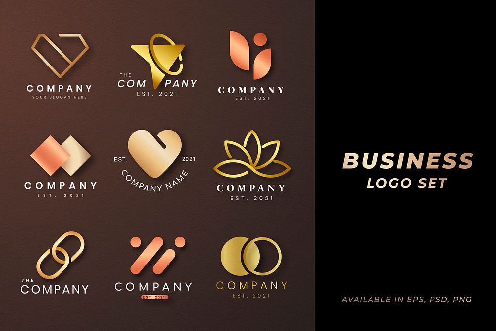 Luxury business logo vector set rose gold icon design