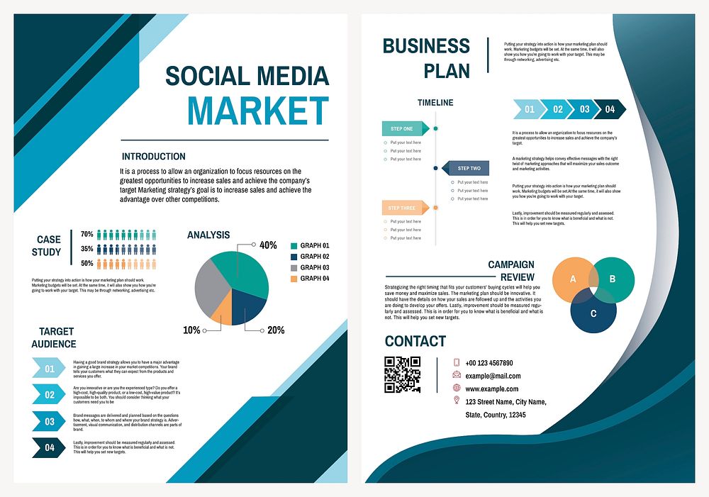 Poster template vector for social media marketing set