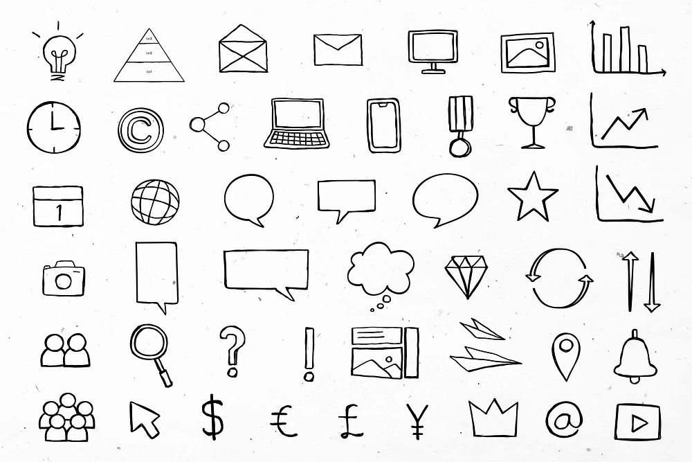 Useful business icons vector for marketing black collection
