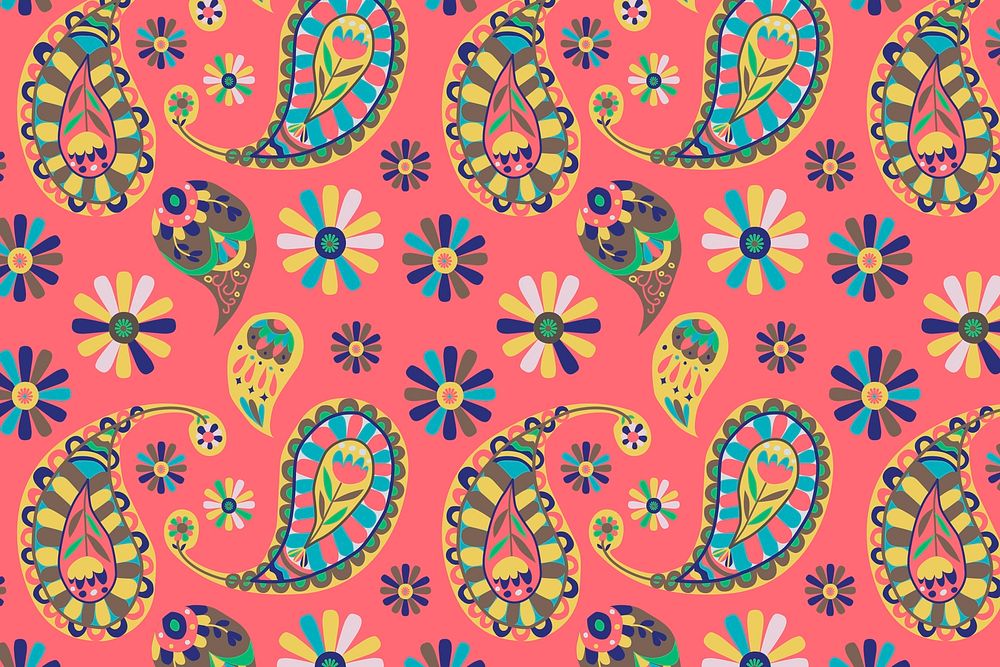 Bright pink paisley pattern background illustration