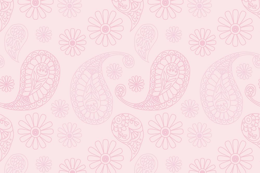 Pastel pink paisley pattern psd background