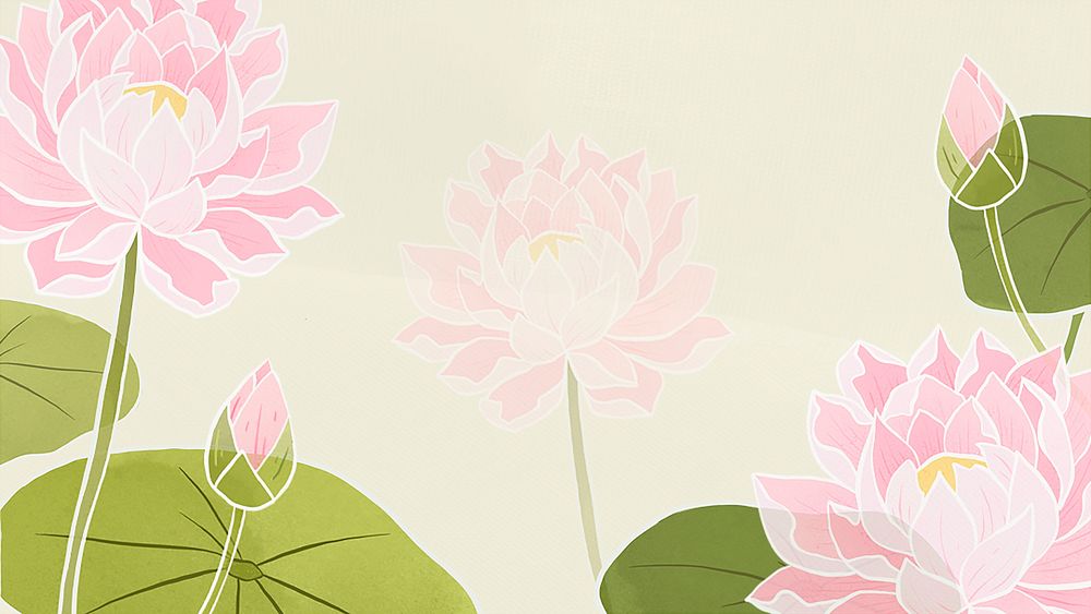 Hand drawn water lily background psd batik flower