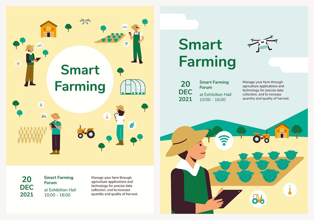Poster template vector for smart farming set