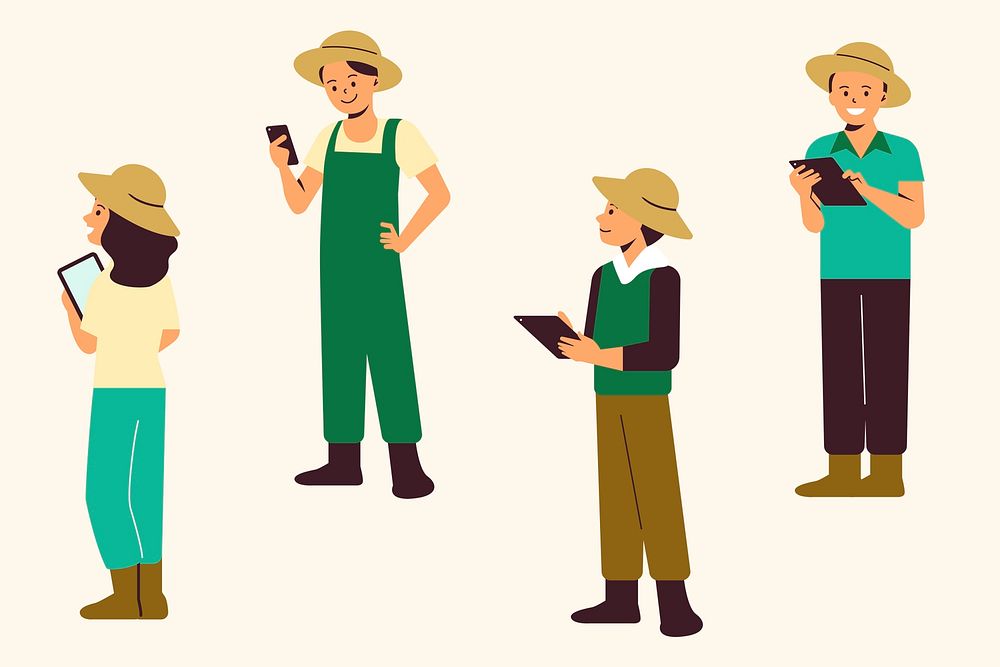Farmers using technology psd digital agriculture 