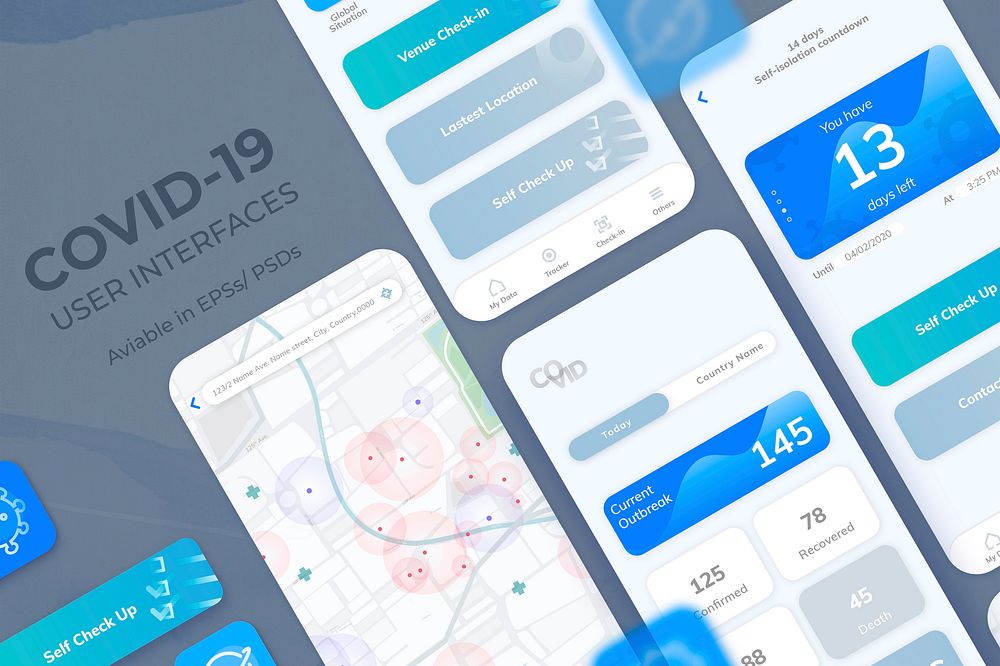 COVID-19 user interface app template psd mobile screen