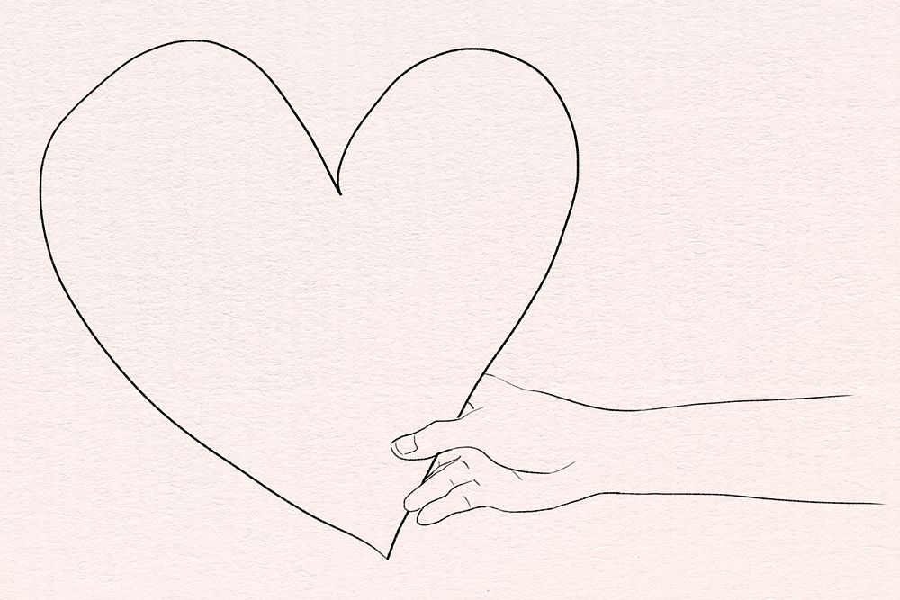 Hand holding heart psd in Valentine&rsquo;s day theme grayscale sketch