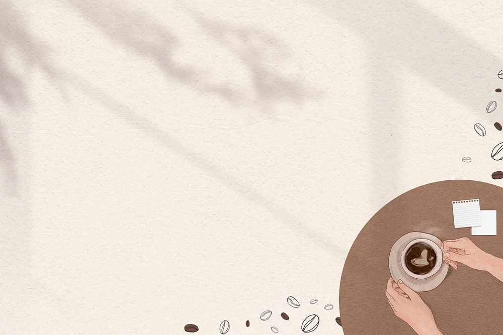Cute brown border psd with coffee beans shadow background